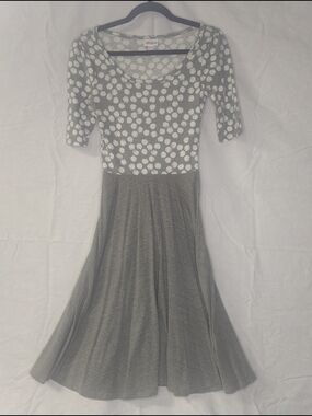 Polka Dot Scoop Neck Midi Dress in Gray by LuLaRoe